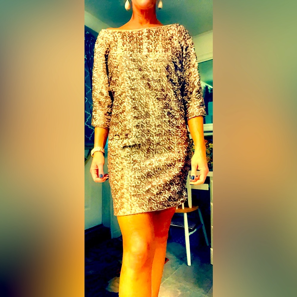 Rachel Zoe gold sequin dress. size 8